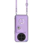 For OPPO Find X8s Organ Card Bag Ring Holder Phone Case with Long Lanyard(Purple) - 2