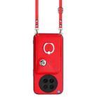 For OPPO Find X8s Organ Card Bag Ring Holder Phone Case with Long Lanyard(Red) - 2