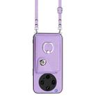 For OPPO Find X8 Ultra Organ Card Bag Ring Holder Phone Case with Long Lanyard(Purple) - 2