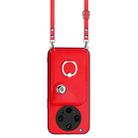 For OPPO Find X8 Ultra Organ Card Bag Ring Holder Phone Case with Long Lanyard(Red) - 2