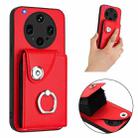 For OPPO Find X8 Ultra Organ Card Bag Ring Holder Phone Case with Long Lanyard(Red) - 3