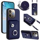 For OPPO A5 Energy / A5 Pro Global Organ Card Bag Ring Holder Phone Case with Long Lanyard(Blue) - 1