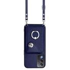 For OPPO A3 Pro Global / A3 Energy Organ Card Bag Ring Holder Phone Case with Long Lanyard(Blue) - 2