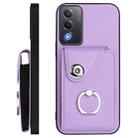For OPPO A3 Pro Global / A3 Energy Organ Card Bag Ring Holder Phone Case with Long Lanyard(Purple) - 3