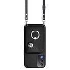 For OPPO A3 Pro Global / A3 Energy Organ Card Bag Ring Holder Phone Case with Long Lanyard(Black) - 2