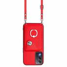 For OPPO A3 Pro Global / A3 Energy Organ Card Bag Ring Holder Phone Case with Long Lanyard(Red) - 2