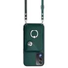 For OPPO A3 Pro Global / A3 Energy Organ Card Bag Ring Holder Phone Case with Long Lanyard(Green) - 2