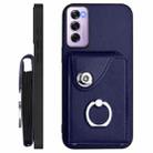For OPPO Reno12 Pro Global Organ Card Bag Ring Holder Phone Case with Long Lanyard(Blue) - 3