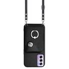 For OPPO Reno12 Pro Global Organ Card Bag Ring Holder Phone Case with Long Lanyard(Black) - 2