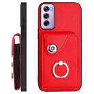 For OPPO Reno12 Pro Global Organ Card Bag Ring Holder Phone Case with Long Lanyard(Red) - 3