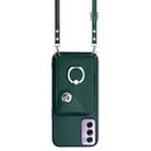 For OPPO Reno12 Pro Global Organ Card Bag Ring Holder Phone Case with Long Lanyard(Green) - 2