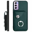 For OPPO Reno12 Pro Global Organ Card Bag Ring Holder Phone Case with Long Lanyard(Green) - 3