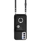 For OPPO Reno12 Global Organ Card Bag Ring Holder Phone Case with Long Lanyard(Black) - 2