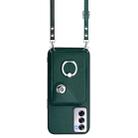 For OPPO Reno12 Global Organ Card Bag Ring Holder Phone Case with Long Lanyard(Green) - 2