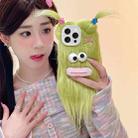 For iPhone 15 Pro Plush Funny Monster TPU Phone Case(Green) - 1