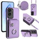 For Honor X50i / 90 Lite Organ Card Bag Ring Holder Phone Case with Long Lanyard(Purple) - 1