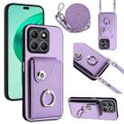 For Honor X8b 4G Organ Card Bag Ring Holder Phone Case with Long Lanyard(Purple) - 1