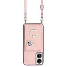 For Honor X7b / Play 8T 5G Organ Card Bag Ring Holder Phone Case with Long Lanyard(Pink) - 2