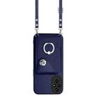 For Honor 200 5G Organ Card Bag Ring Holder Phone Case with Long Lanyard(Blue) - 2