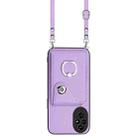 For Honor 200 5G Organ Card Bag Ring Holder Phone Case with Long Lanyard(Purple) - 2