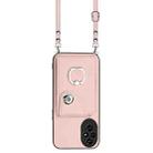 For Honor 200 5G Organ Card Bag Ring Holder Phone Case with Long Lanyard(Pink) - 2