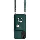 For Honor 200 5G Organ Card Bag Ring Holder Phone Case with Long Lanyard(Green) - 2