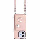 For Honor 400 Lite Global / X70i Organ Card Bag Ring Holder Phone Case with Long Lanyard(Pink) - 2