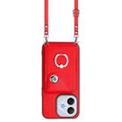 For Honor 400 Lite Global / X70i Organ Card Bag Ring Holder Phone Case with Long Lanyard(Red) - 2