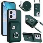 For Honor 400 Lite Global / X70i Organ Card Bag Ring Holder Phone Case with Long Lanyard(Green) - 1