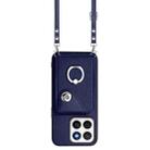 For Honor X8c 4G Organ Card Bag Ring Holder Phone Case with Long Lanyard(Blue) - 2