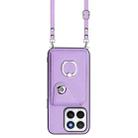 For Honor X8c 4G Organ Card Bag Ring Holder Phone Case with Long Lanyard(Purple) - 2