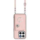 For Honor X8c 4G Organ Card Bag Ring Holder Phone Case with Long Lanyard(Pink) - 2