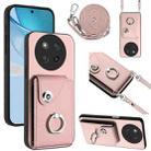 For Honor X60 Pro / X9c Organ Card Bag Ring Holder Phone Case with Long Lanyard(Pink) - 1