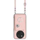 For Honor X60 Pro / X9c Organ Card Bag Ring Holder Phone Case with Long Lanyard(Pink) - 2