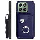 For Honor X6b 4G Organ Card Bag Ring Holder Phone Case with Long Lanyard(Blue) - 3
