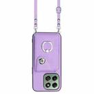 For Honor X6b 4G Organ Card Bag Ring Holder Phone Case with Long Lanyard(Purple) - 2