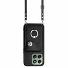 For Honor X6b 4G Organ Card Bag Ring Holder Phone Case with Long Lanyard(Black) - 2