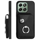 For Honor X6b 4G Organ Card Bag Ring Holder Phone Case with Long Lanyard(Black) - 3