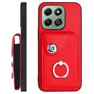 For Honor X6b 4G Organ Card Bag Ring Holder Phone Case with Long Lanyard(Red) - 3