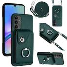 For Samsung Galaxy A15 4G Organ Card Bag Ring Holder Phone Case with Long Lanyard(Green) - 1
