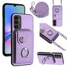 For Samsung Galaxy A05s 4G Organ Card Bag Ring Holder Phone Case with Long Lanyard(Purple) - 1