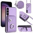 For Samsung Galaxy S23+ 5G Organ Card Bag Ring Holder Phone Case with Long Lanyard(Purple) - 1