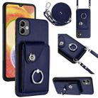 For Samsung Galaxy A04 4G Organ Card Bag Ring Holder Phone Case with Long Lanyard(Blue) - 1