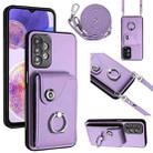 For Samsung Galaxy A23 165.4mm Organ Card Bag Ring Holder Phone Case with Long Lanyard(Purple) - 1