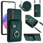 For Samsung Galaxy A53 5G Organ Card Bag Ring Holder Phone Case with Long Lanyard(Green) - 1