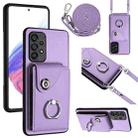 For Samsung Galaxy A53 5G Organ Card Bag Ring Holder Phone Case with Long Lanyard(Purple) - 1