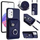 For Samsung Galaxy A33 5G Organ Card Bag Ring Holder Phone Case with Long Lanyard(Blue) - 1