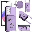 For Samsung Galaxy A33 5G Organ Card Bag Ring Holder Phone Case with Long Lanyard(Purple) - 1
