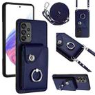 For Samsung Galaxy A52 5G Organ Card Bag Ring Holder Phone Case with Long Lanyard(Blue) - 1
