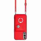 For OnePlus Nord CE4 Organ Card Bag Ring Holder Phone Case with Long Lanyard(Red) - 2